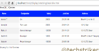 Jquery Datatable Paging Searching And Sorting In Asp Net Display Data